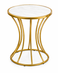 Round Side Table Golden White