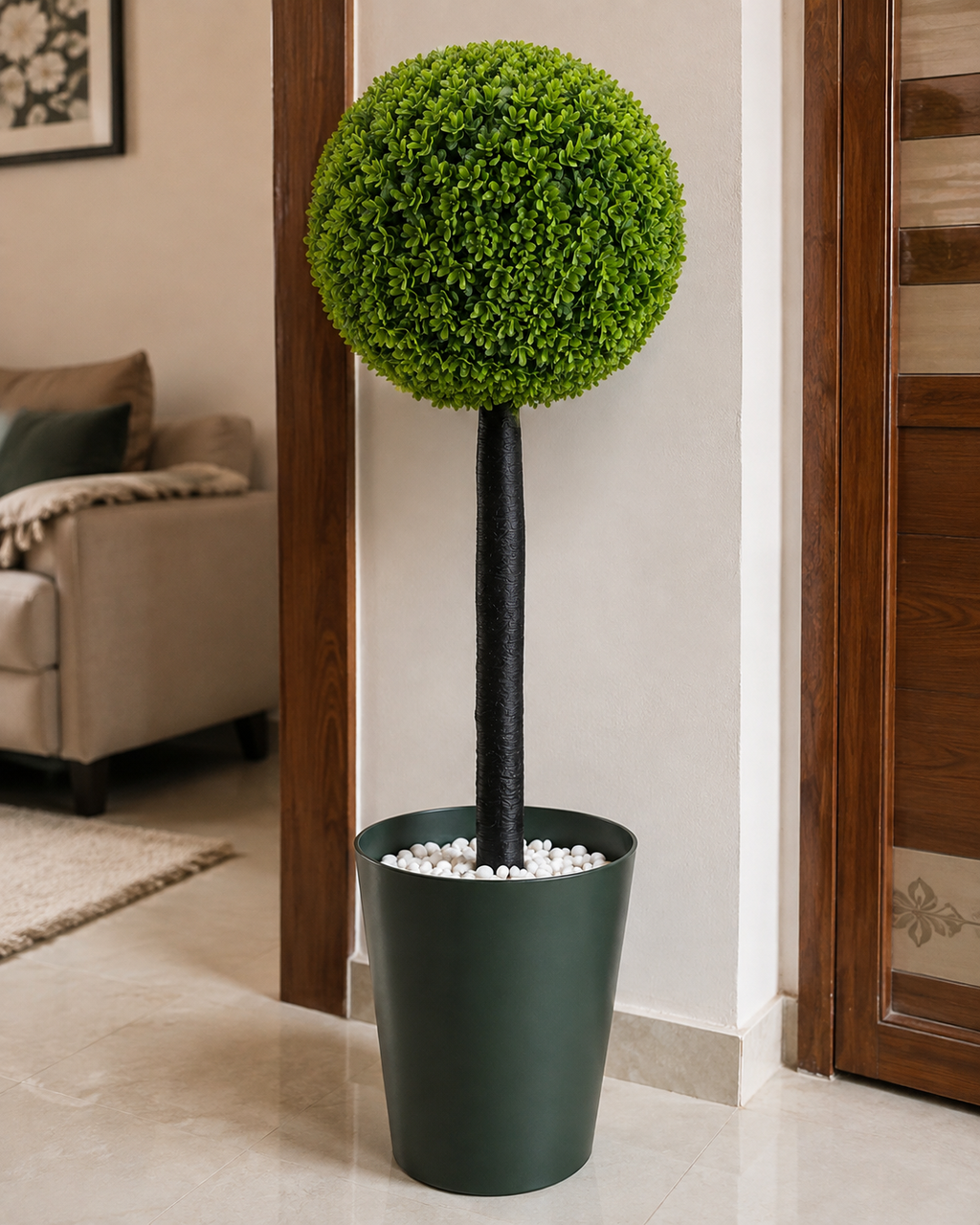Green Topiary Plant with Decorative Planter