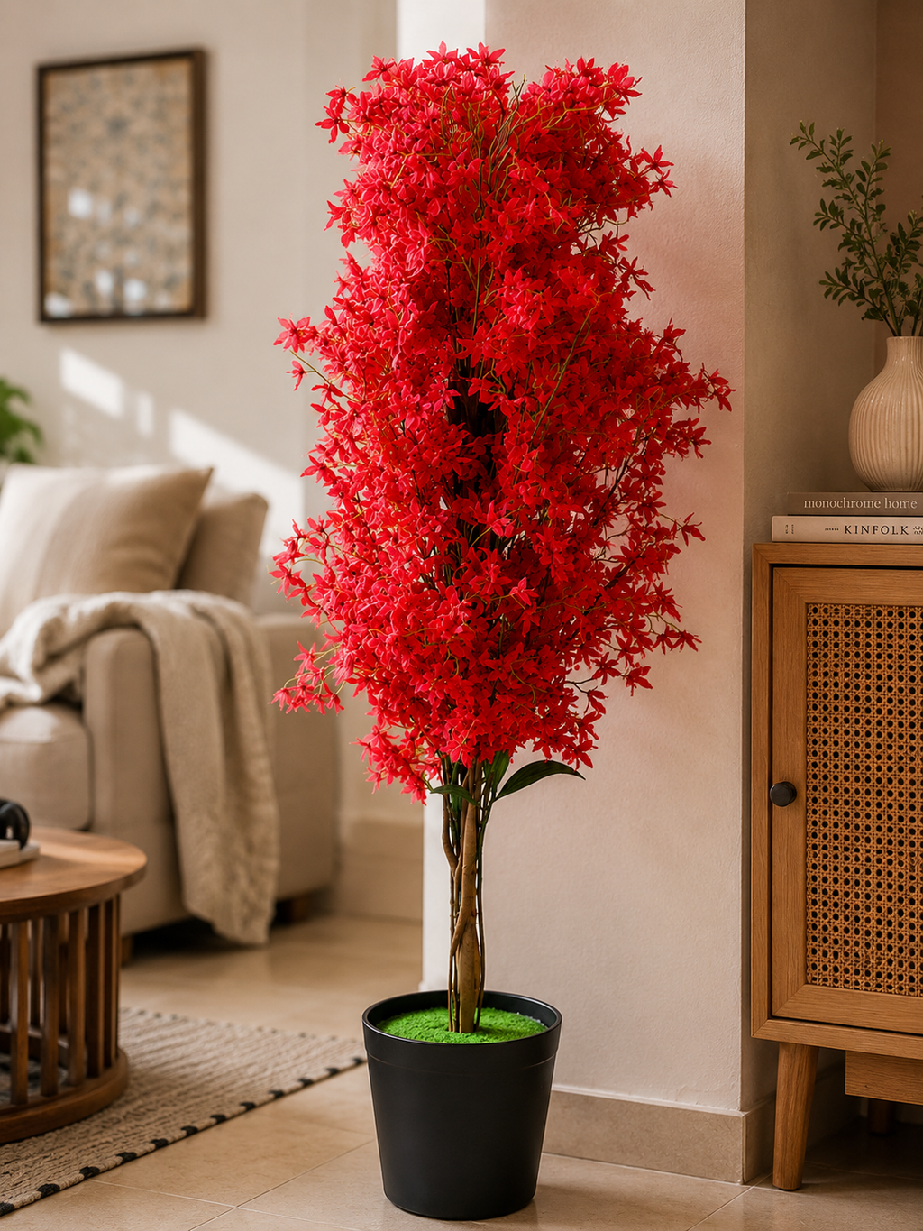 Premium Red Artificial Flower Plant