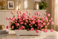 Artificial Pink Rose Flower Planter