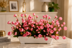 Artificial Pink Rose Flower Planter