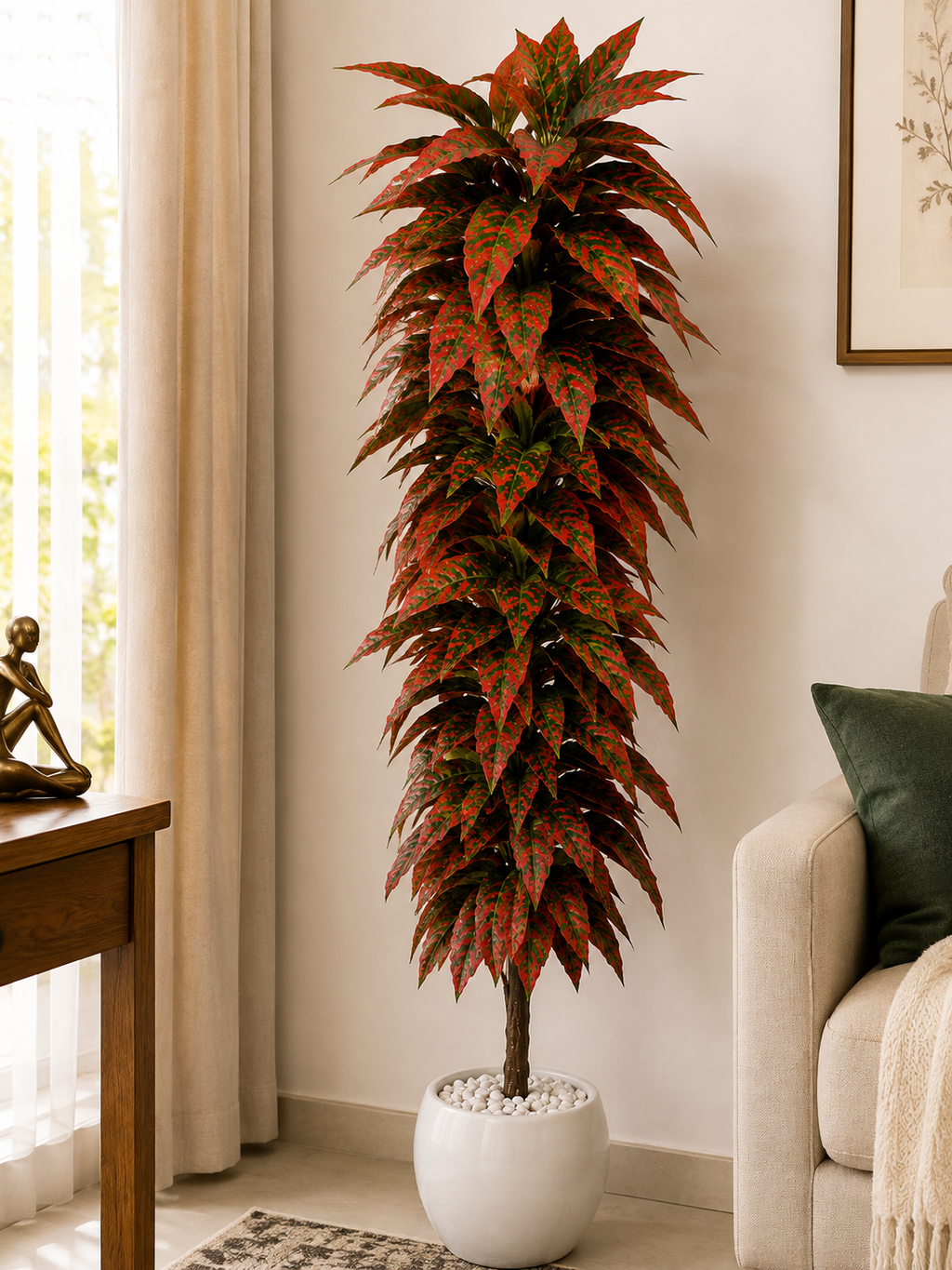 Premium Red & Green Artificial Foliage Plant