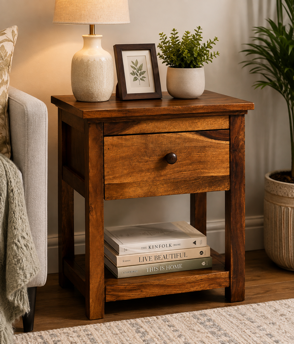 Premium Wooden Side Table with Drawer