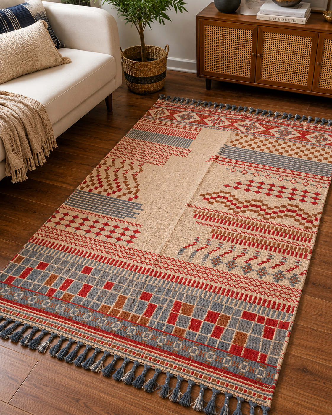 Bohemian Geometric Handwoven Rug