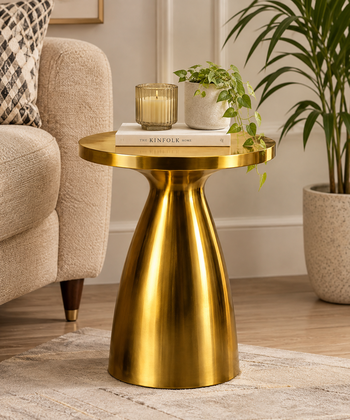 Gold Sculptural Side Table