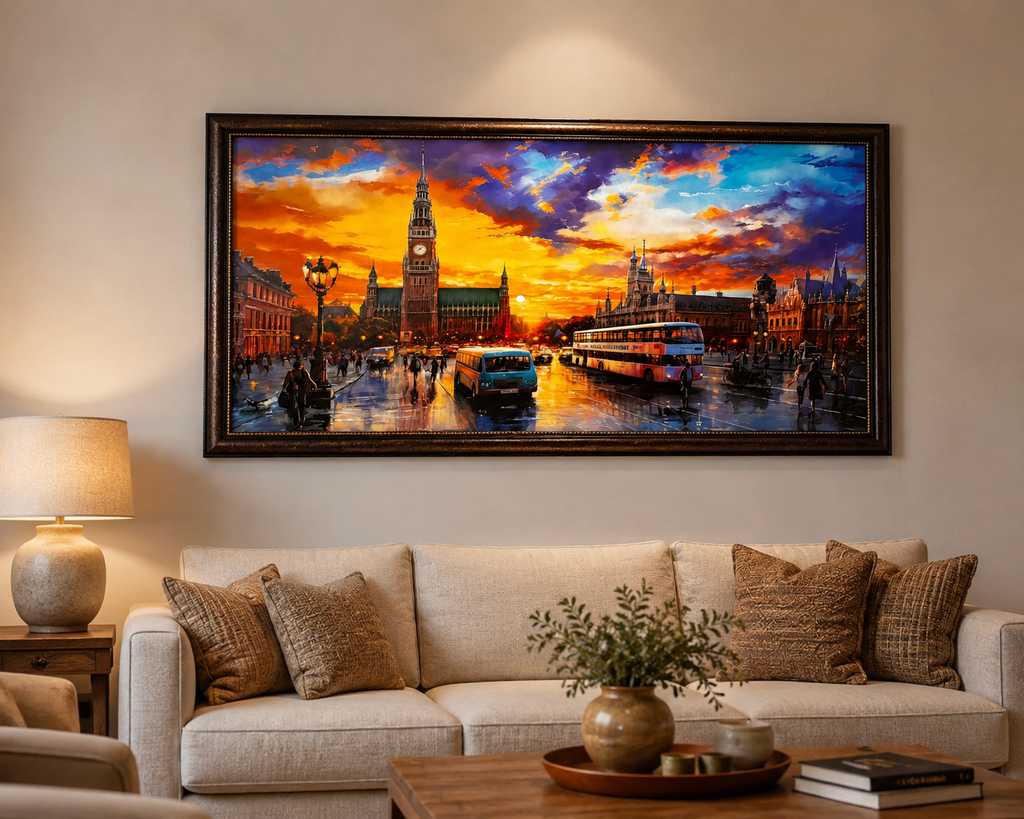 Framed London City Sunset Wall Painting