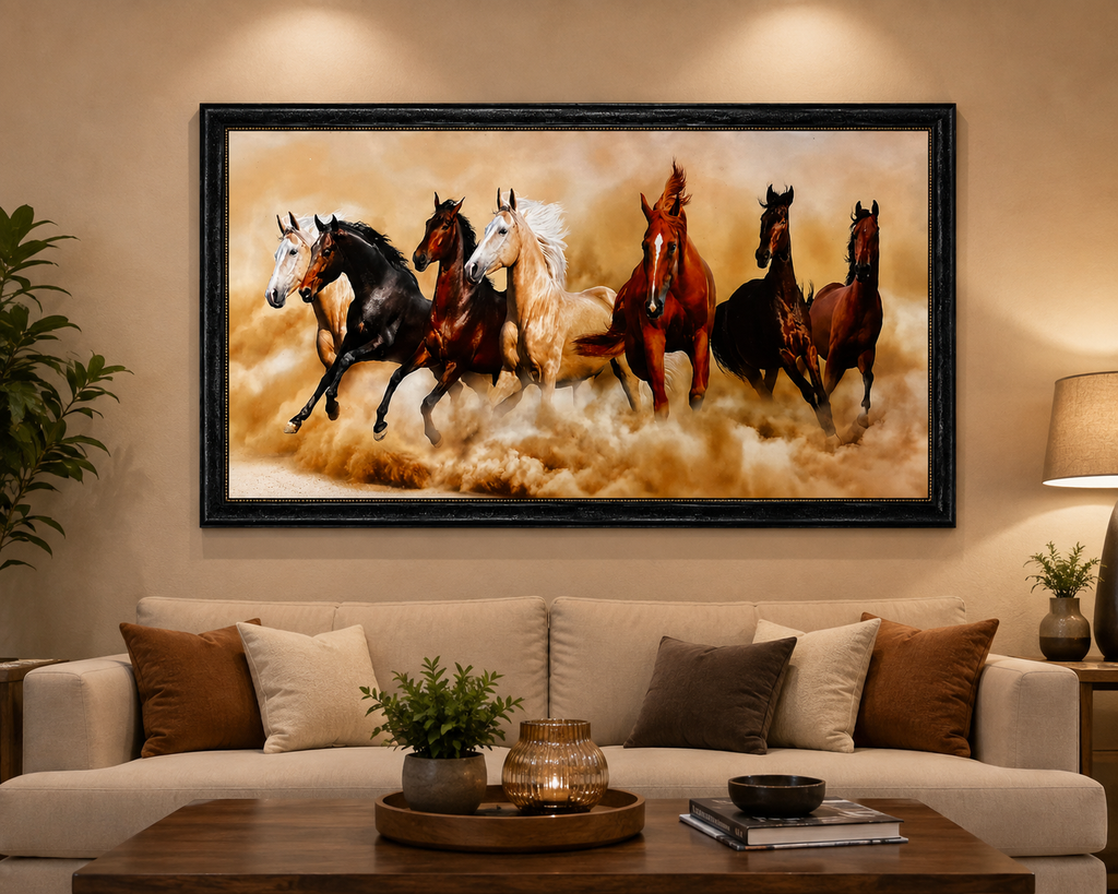 Majestic Running Horses Framed Wall Painting