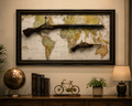 Vintage World Map & Antique Firearm Shadow Box
