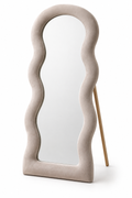 Modern Wavy Full-Length Mirror – Creme Finish