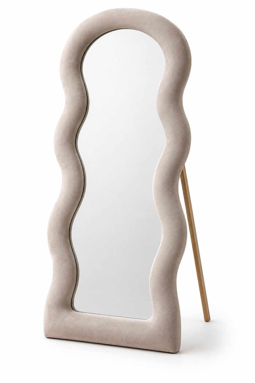 Modern Wavy Full-Length Mirror – Creme Finish