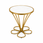 Round Side Table Golden White