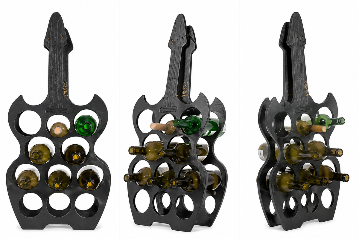 Guitar-Shaped Wine Rack Bar Display