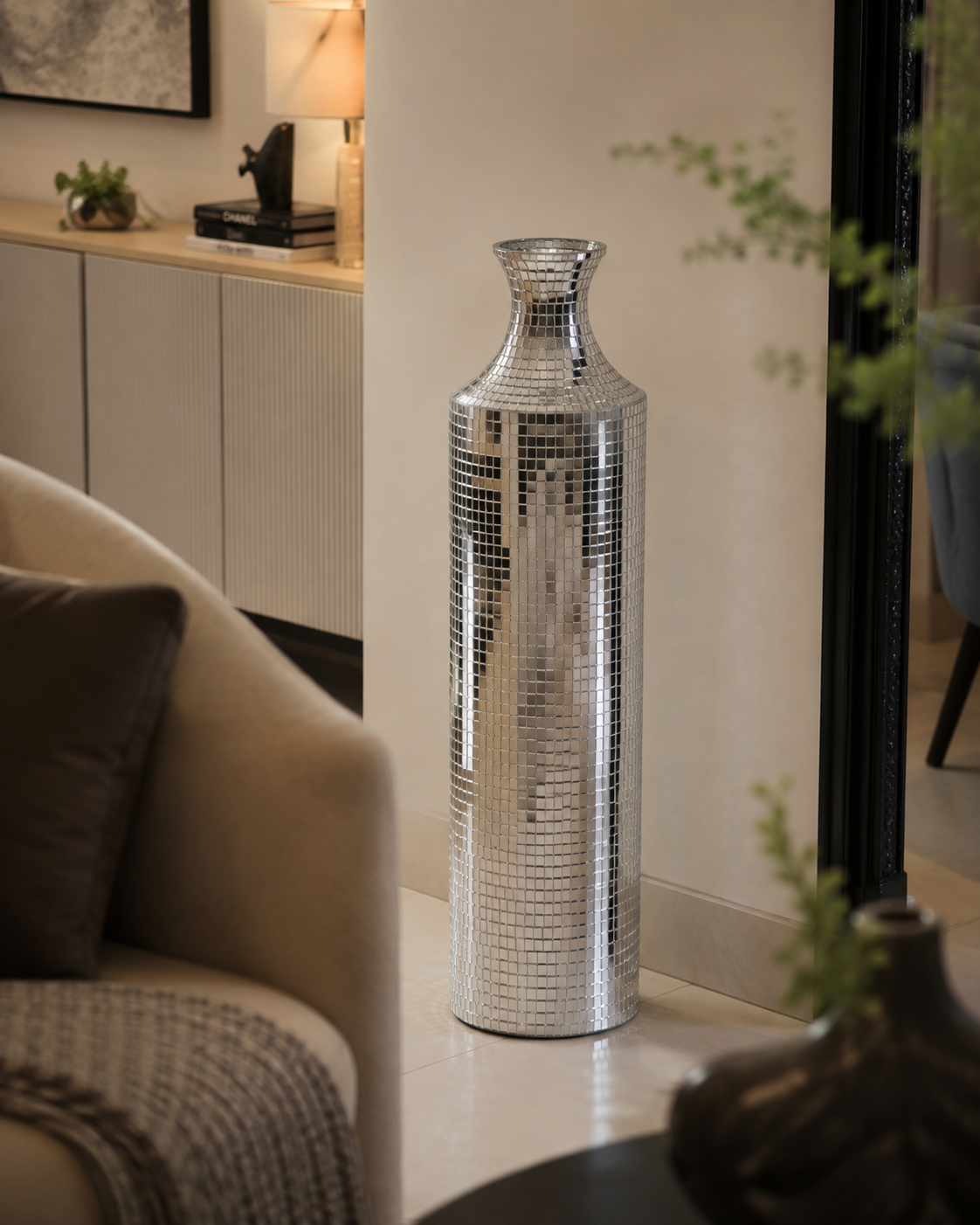 Mirrored Mosaic Decorative Vase