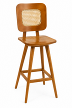 Wooden Cane-Back Bar Stool