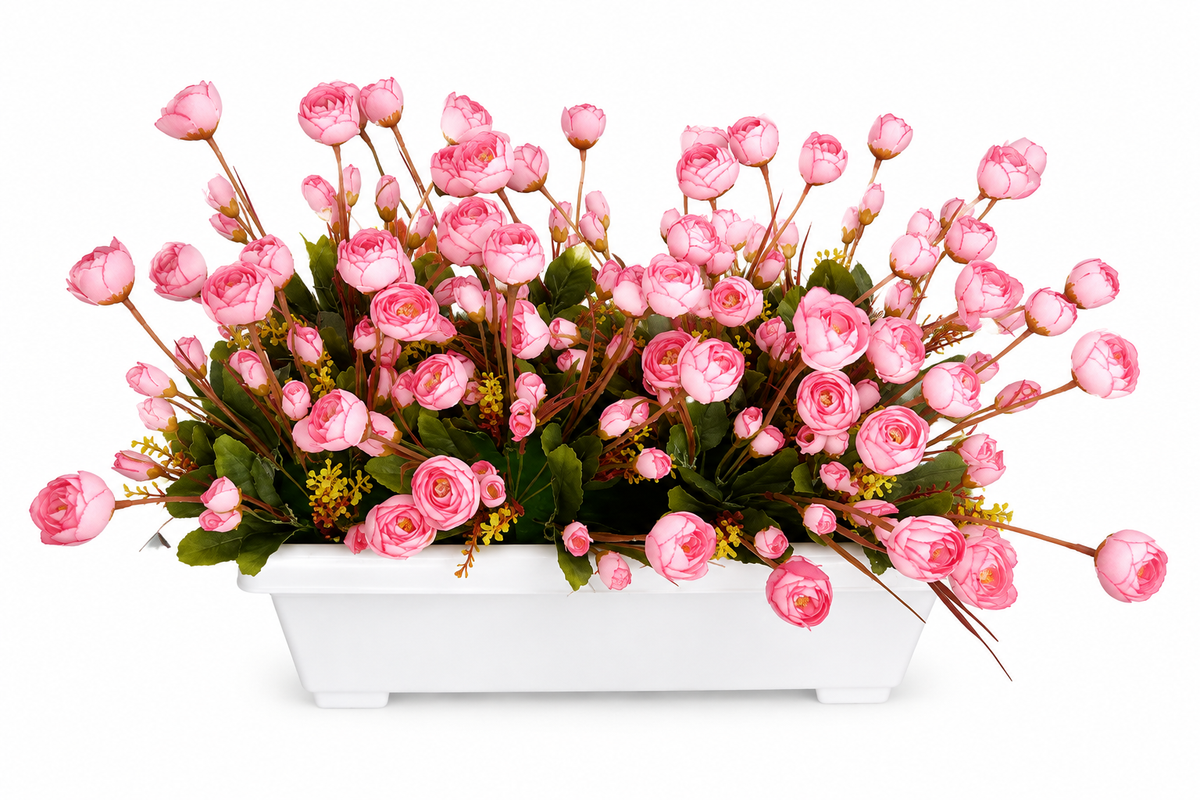 Artificial Pink Rose Flower Planter