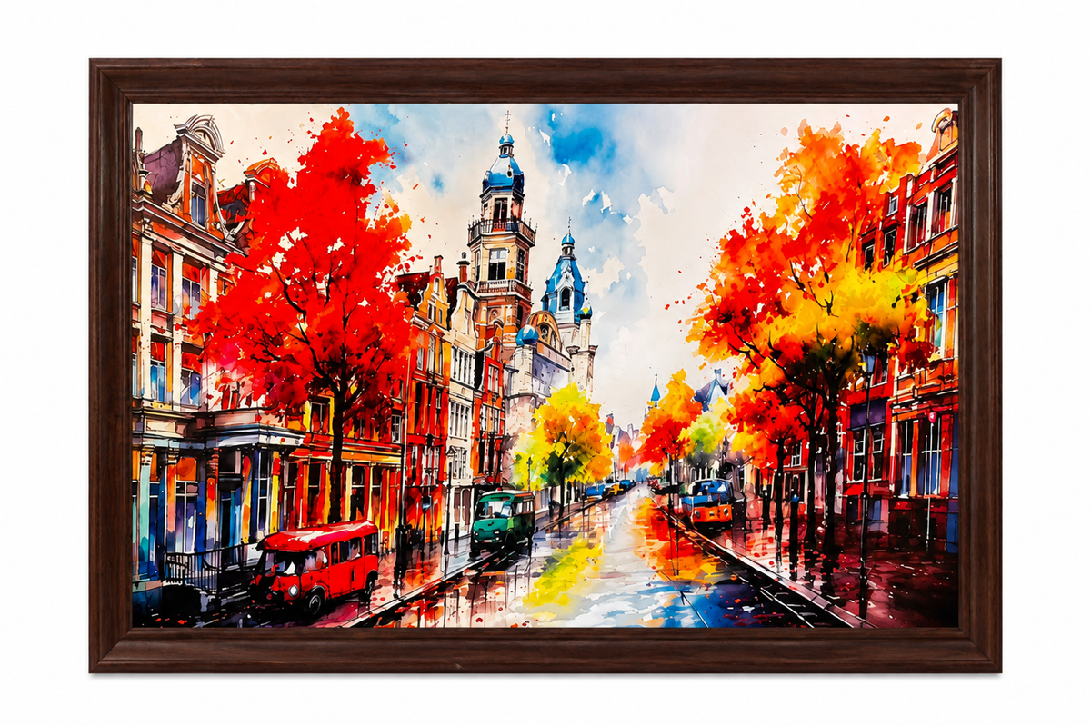 Premium Framed Autumn Cityscape Wall Art