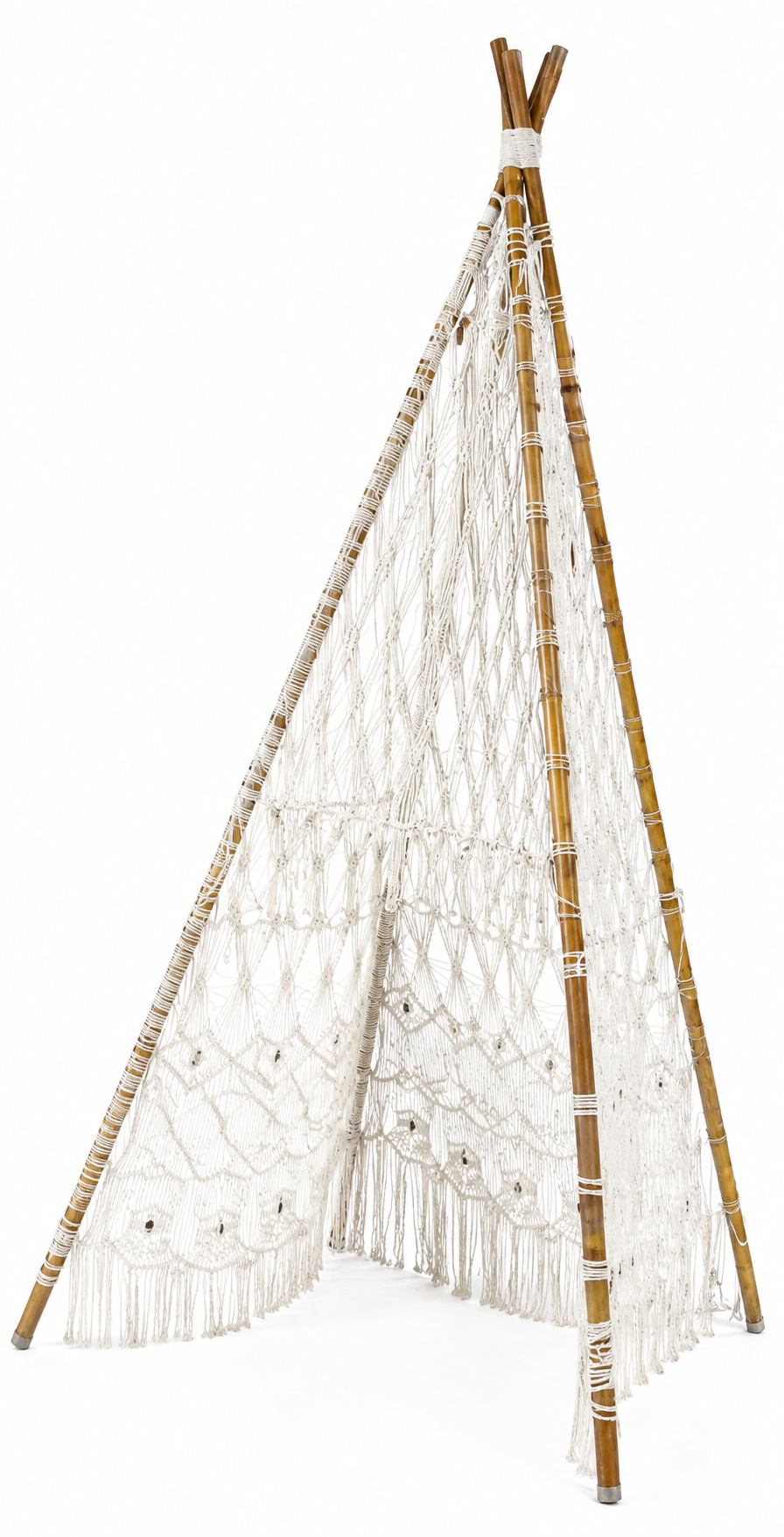 Handcrafted White Cotton Macramé Decorative Boho Teepee