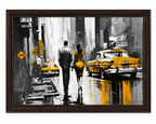 Premium Urban Rainy Street Framed Painting