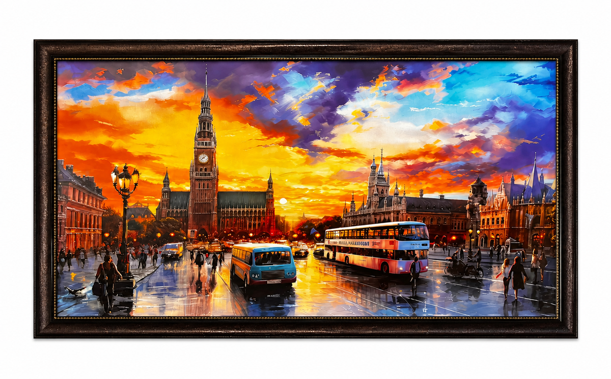 Framed London City Sunset Wall Painting