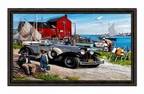 Vintage Coastal Harbor Framed Wall Painting