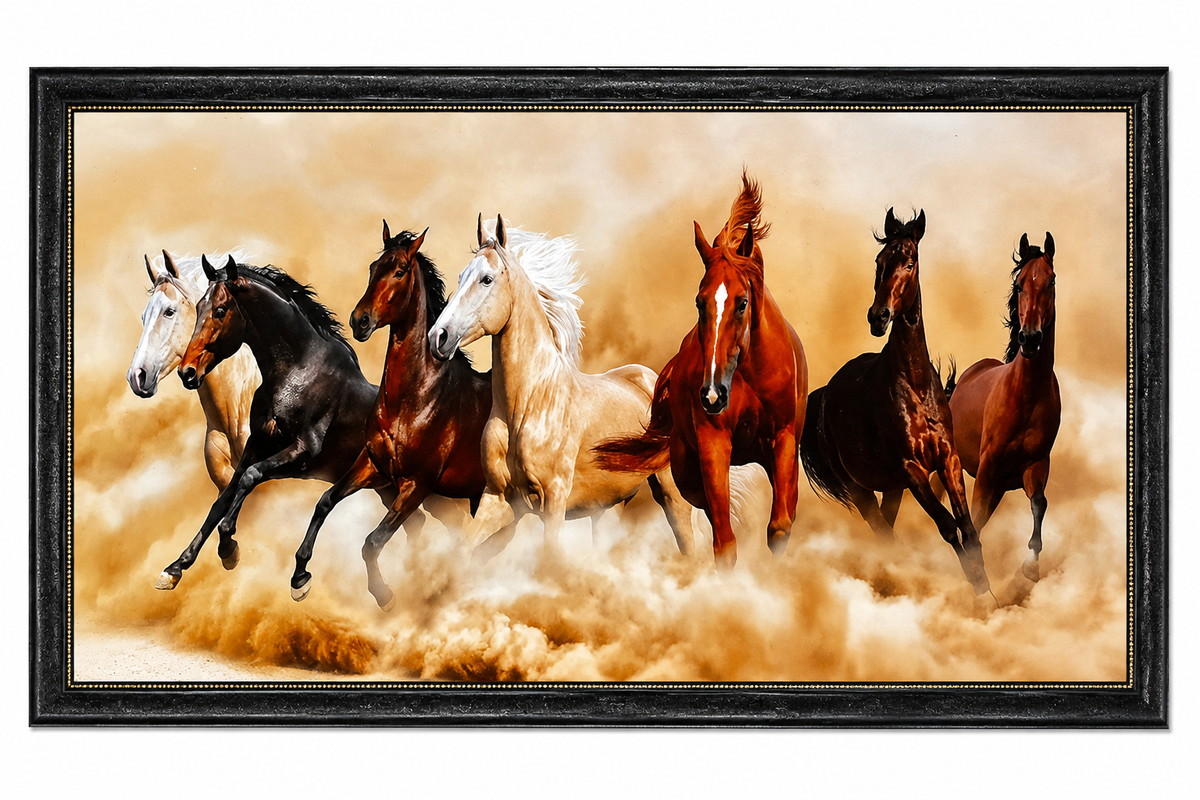 Majestic Running Horses Framed Wall Painting