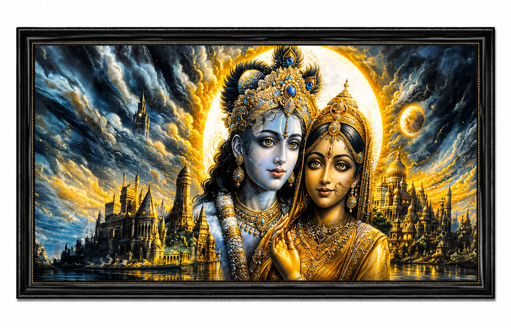 Divine Krishna & Radha Framed Wall Painting