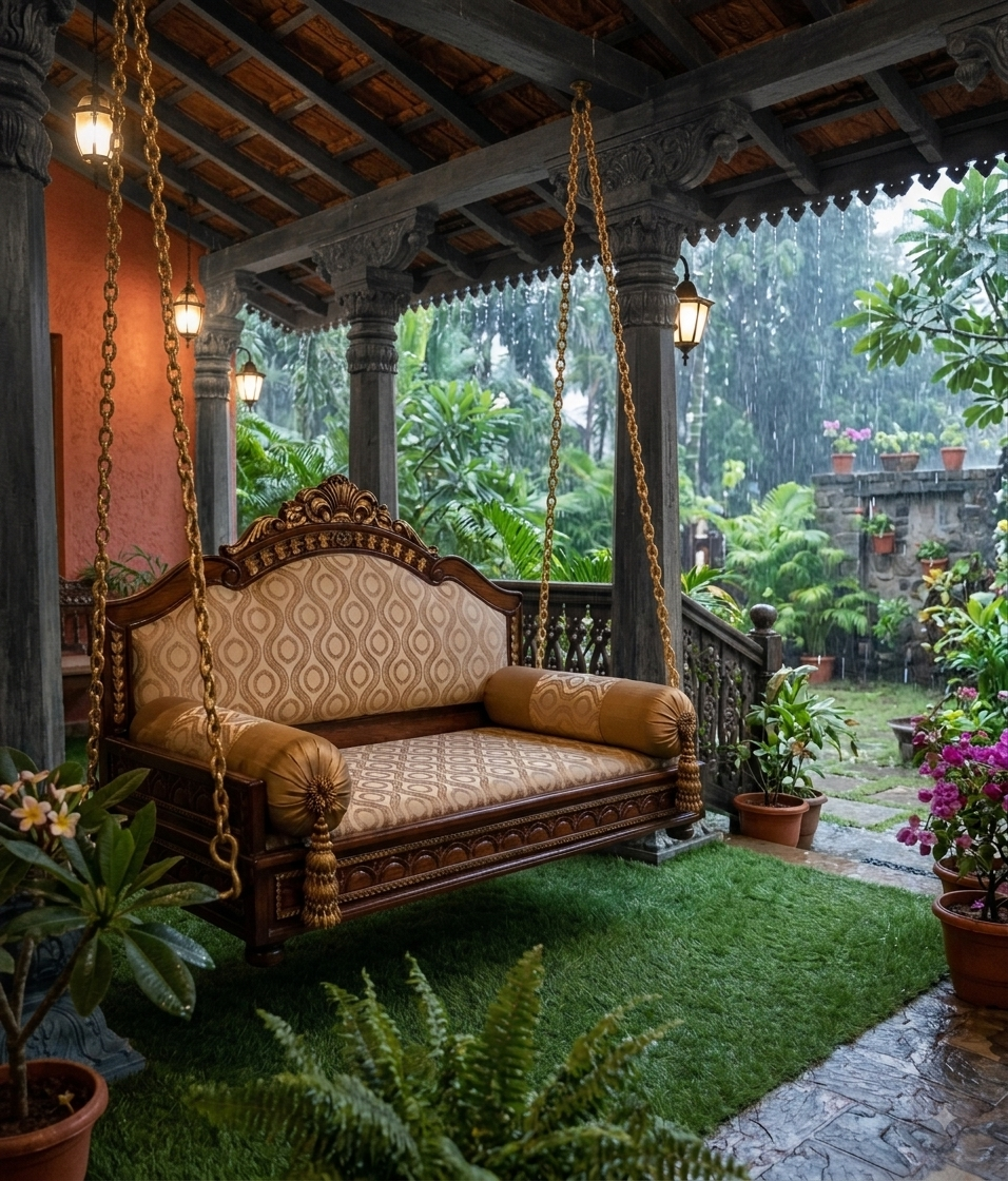 Teak Wood Wooden Jhula Swing